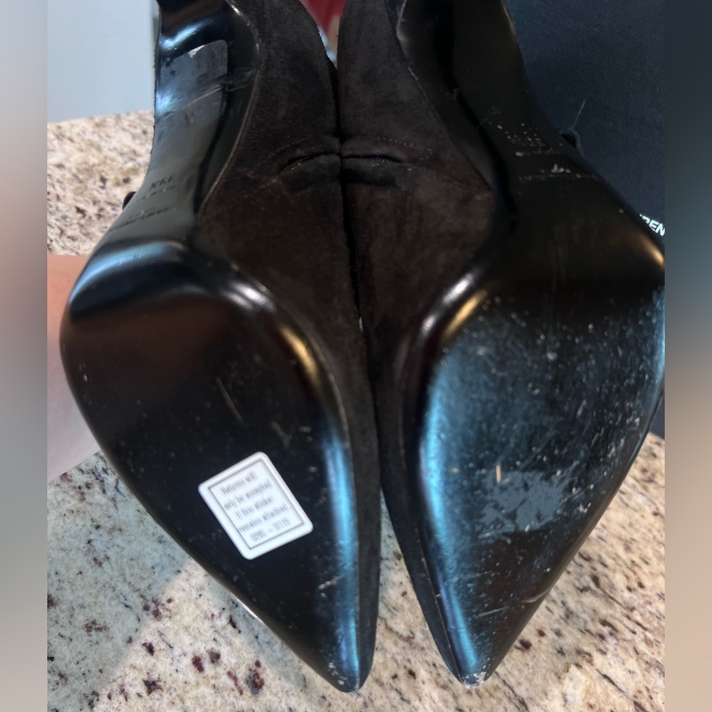 Saint Laurent Black Suede Leather Studded Fringe Trim High Heel Booties EU 39.5 - Picture 11 of 11